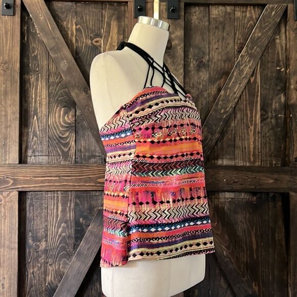 Island Escape Women's High Neck Lattice-Front Tankini Top Sz-12 - Picture 5 of 10